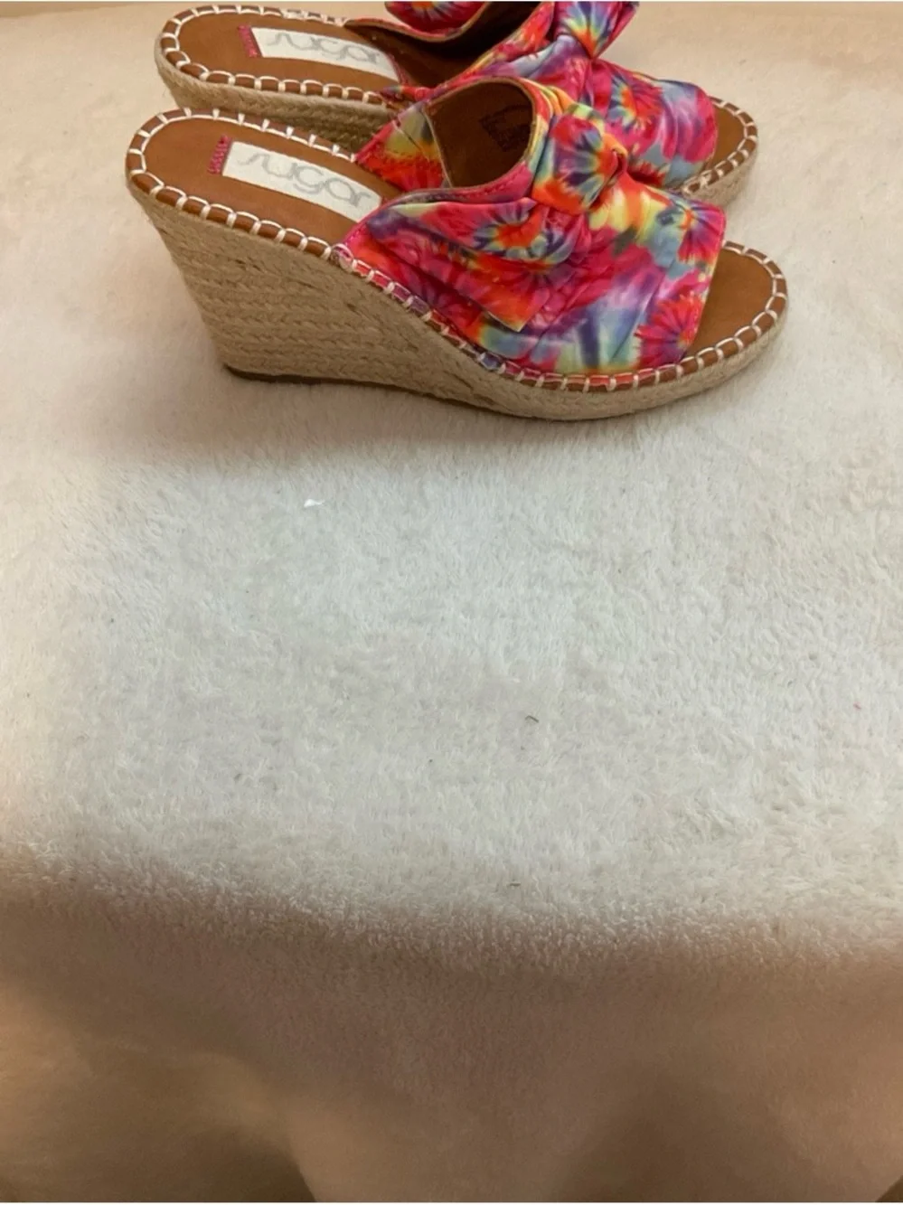 Sugar Tie-Dye Knot Espadrille Wedge - Pink Multi